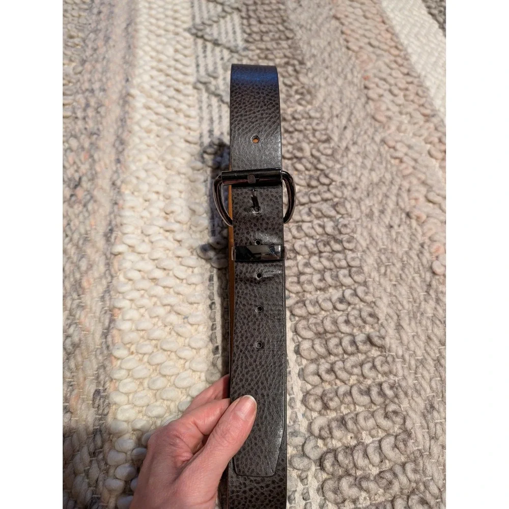 Mens Genuine Leather Belt Brown Pebble Grain Gunmetal Buckle Size 34